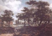 Meindert Hobbema Wooded Landscape with Travellers (mk25) china oil painting reproduction